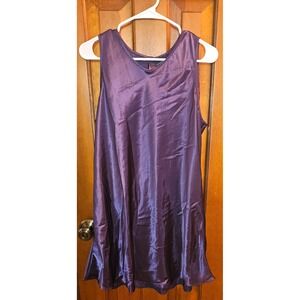 Andrea Viccaro Satin Nightgown Slip Dress Purple Sleeveless V-Neck Flowy Large